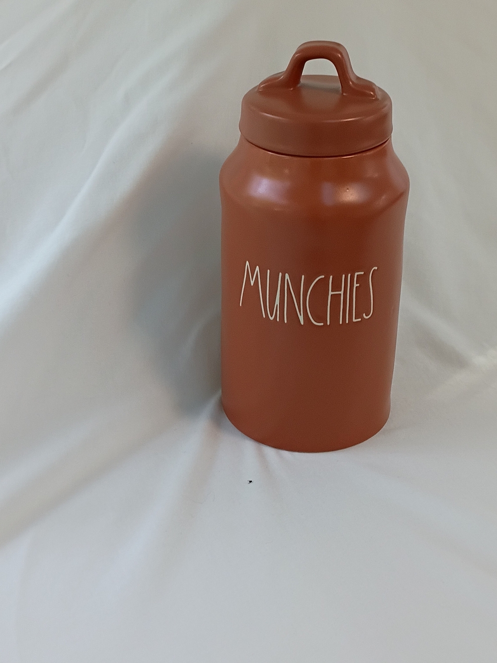 Rae Dunn MUNCHIES Canister Jar Orange Ceramic With Lid 213 Storage Farmhouse